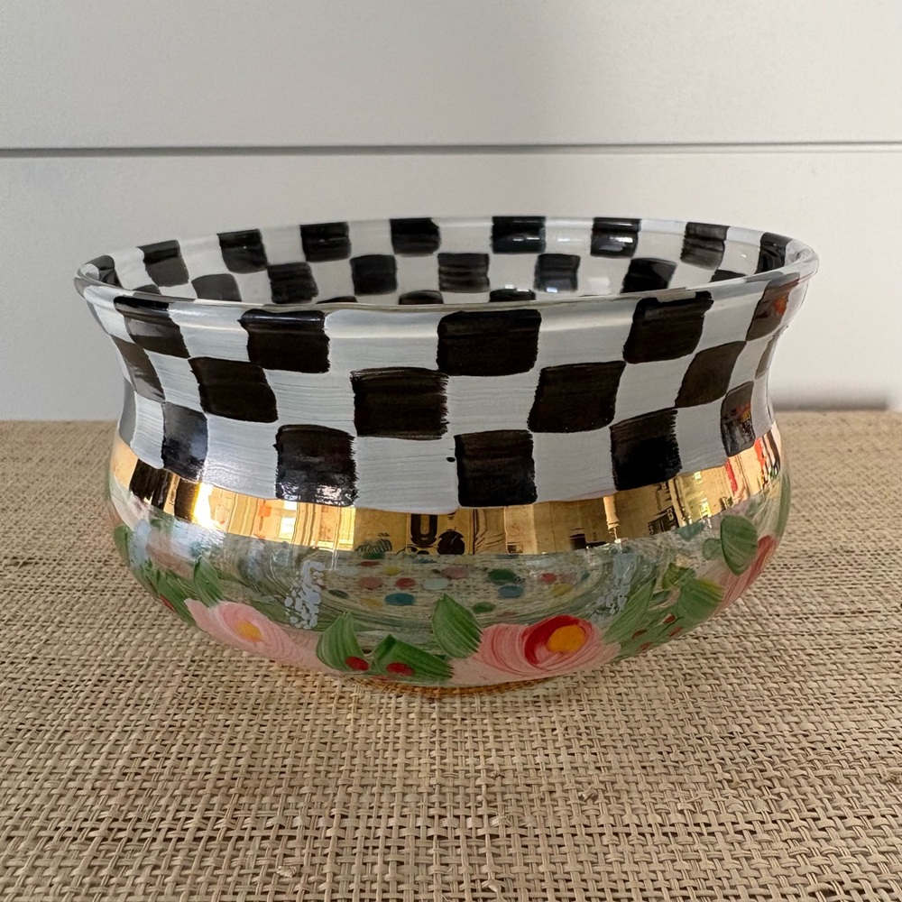 Mackenzie Childs Handpainted Retired Glass Bowl RARE and in NEW condition - Picture 6 of 8